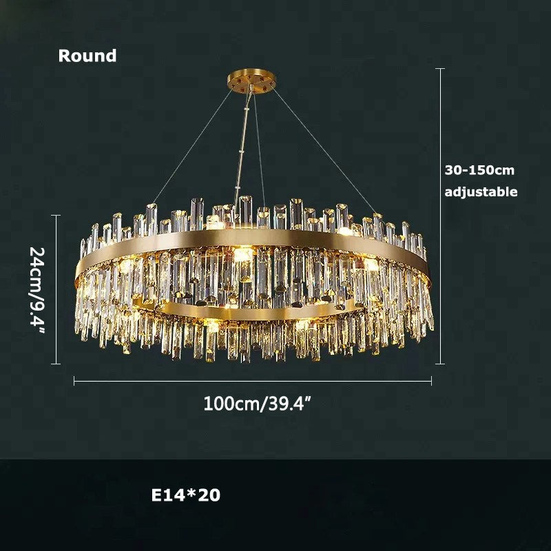 Antizer Round Oval Crystal Chandelier