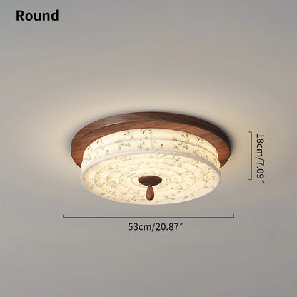 Antizer Walnut Color Fabric Ceiling Lamp for Bedroom