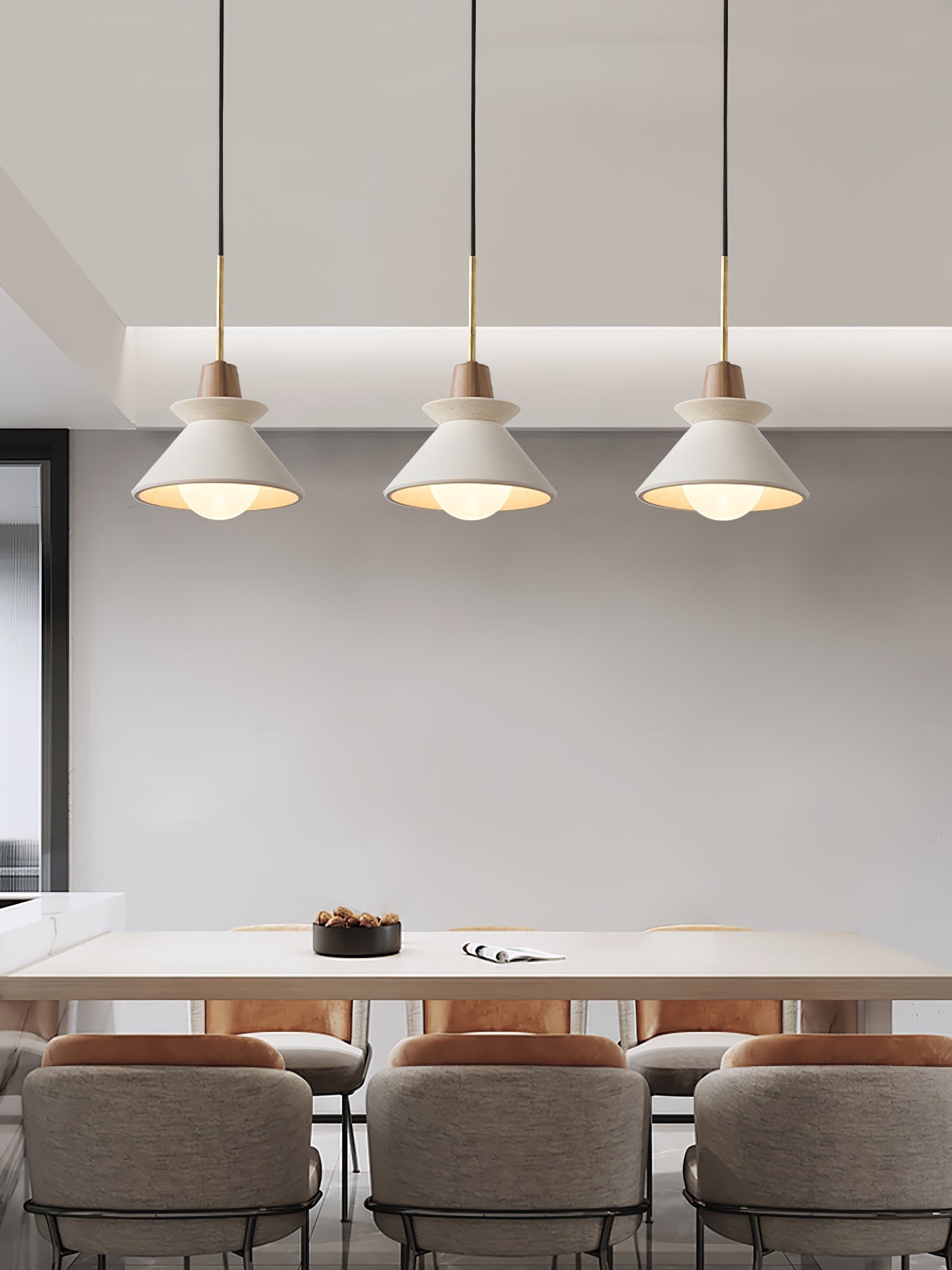 Modern Scandinavian Resin Wood Pendant Lamp, Nordic Style Ceiling Light Fixture
