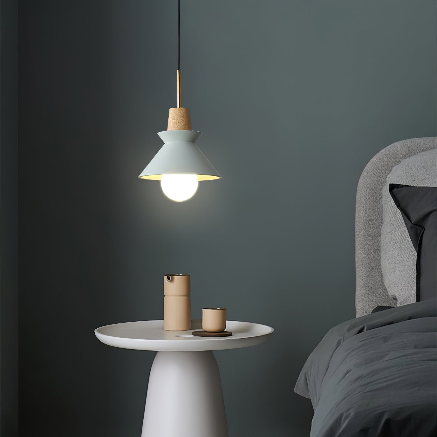 Modern Scandinavian Resin Wood Pendant Lamp, Nordic Style Ceiling Light Fixture