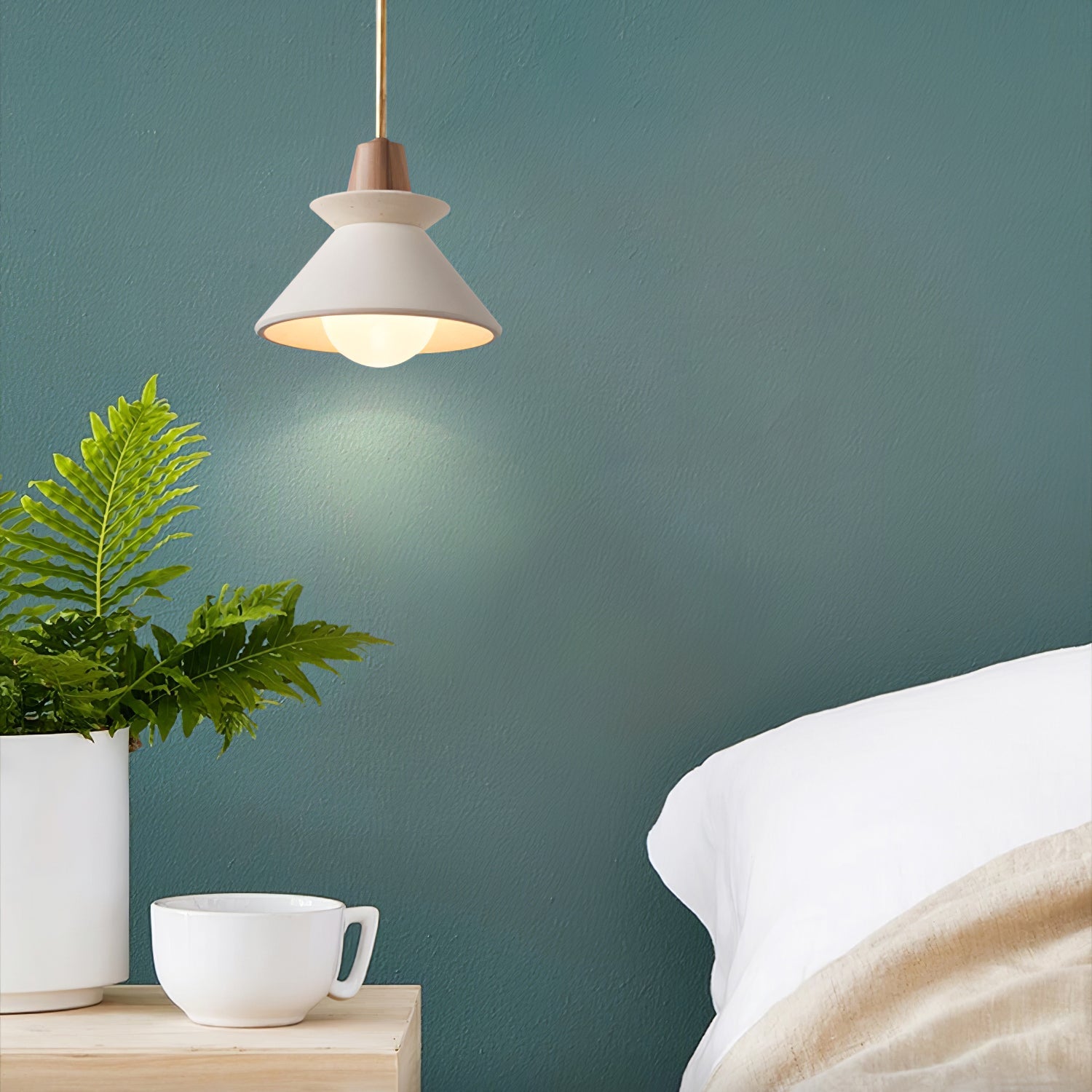 Modern Scandinavian Resin Wood Pendant Lamp, Nordic Style Ceiling Light Fixture