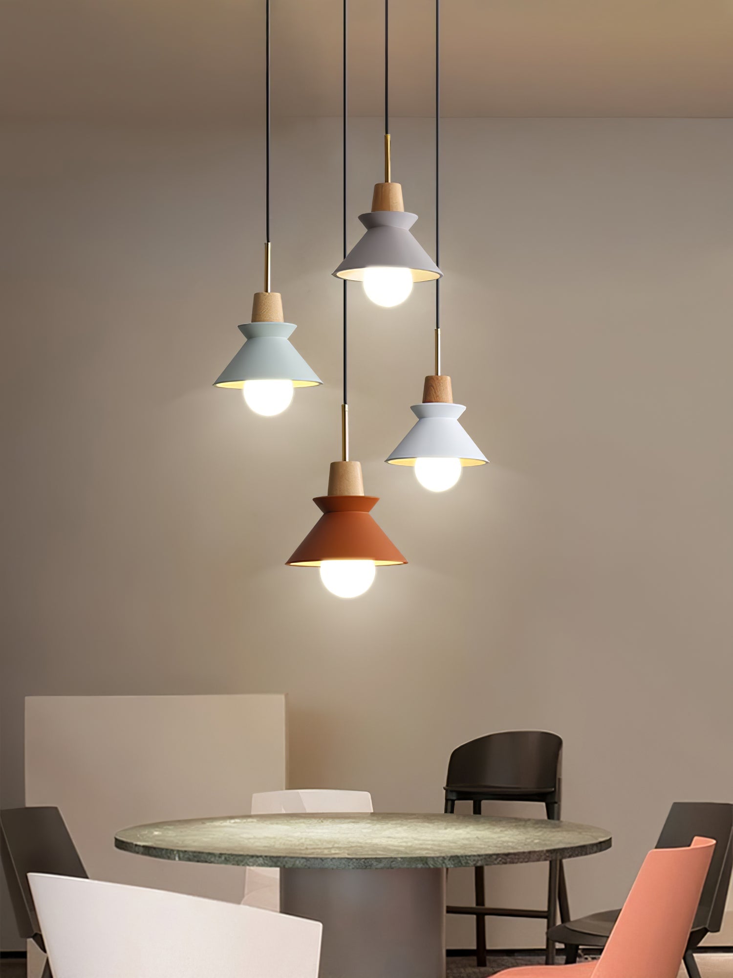 Modern Scandinavian Resin Wood Pendant Lamp, Nordic Style Ceiling Light Fixture