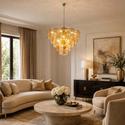 Antizer Layered Amber Glass Sculptural Chandelier