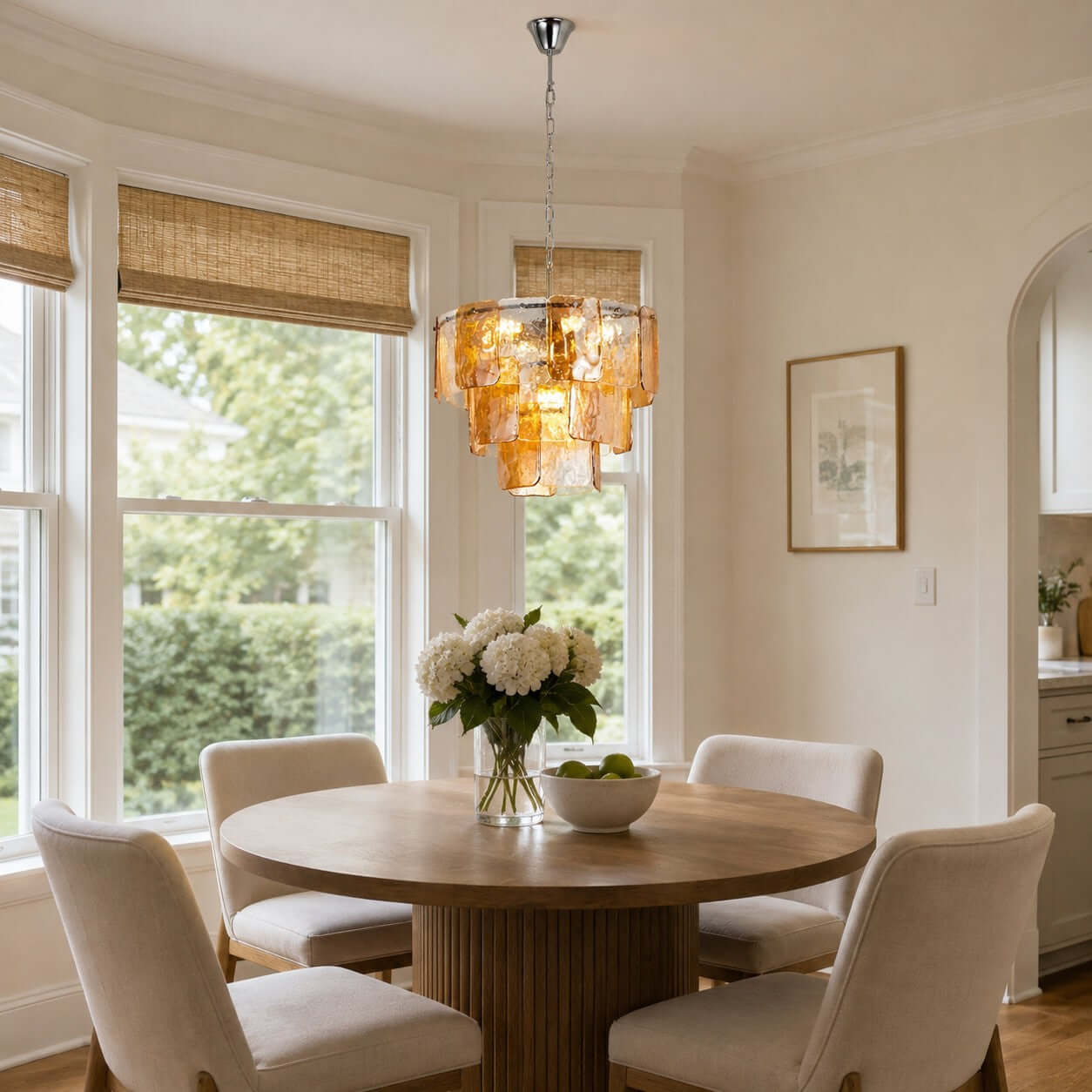 Antizer Layered Amber Glass Sculptural Chandelier