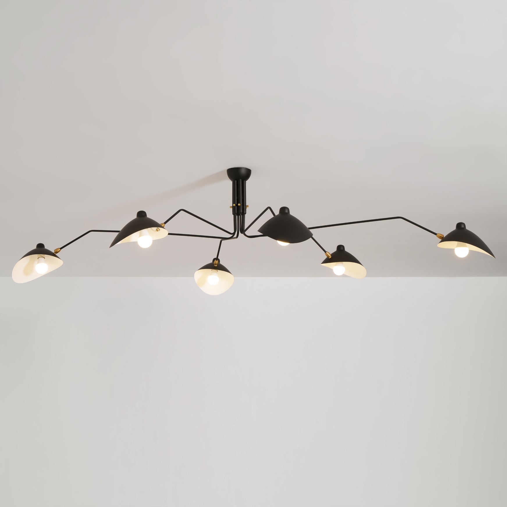 Serge Mouille Inspired Multi-Arm Ceiling Light Fixture Modern Design Black White