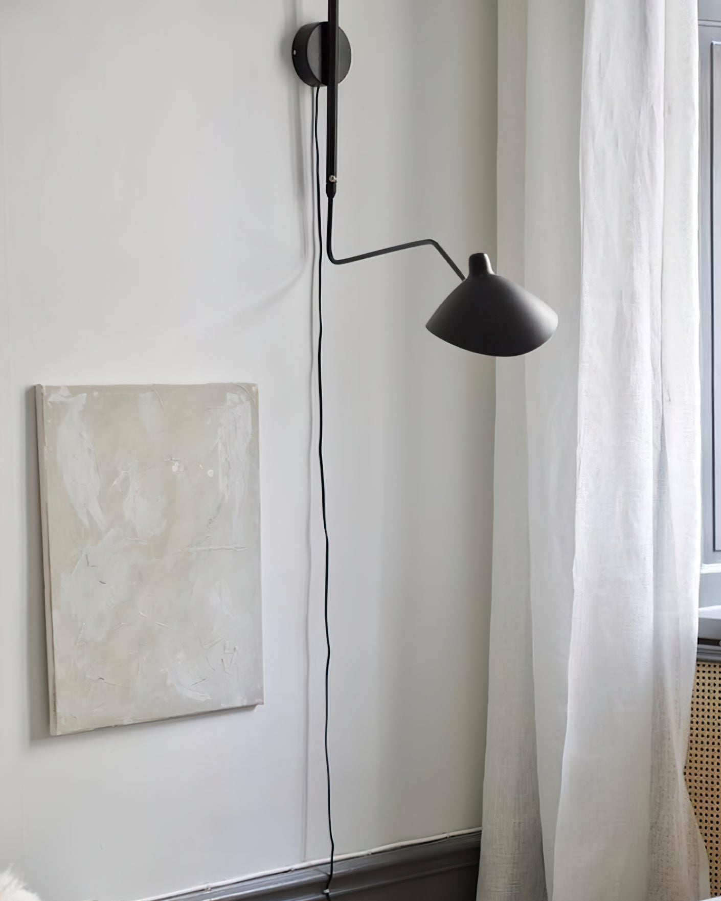 Serge Mouille Inspired Adjustable Plug-In Wall Sconce Lamp - Modern Two-Arm Design