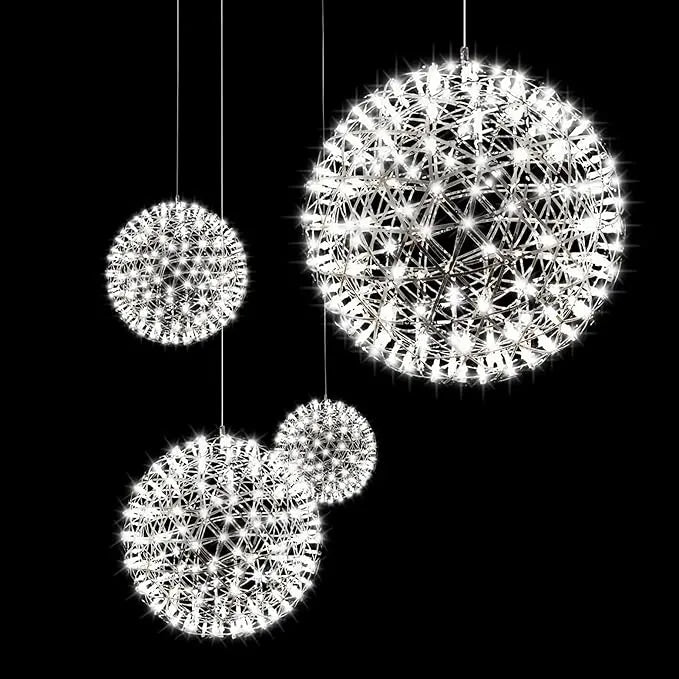 Antizer Silver Spark Ball Pendant Light Modern Hanging Light