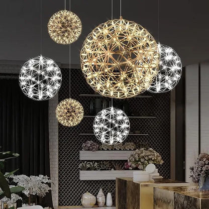 Antizer Silver Spark Ball Pendant Light Modern Hanging Light