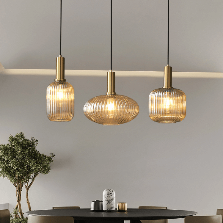 Antizer Nordic Vintage Glass Striped Pendeant Light