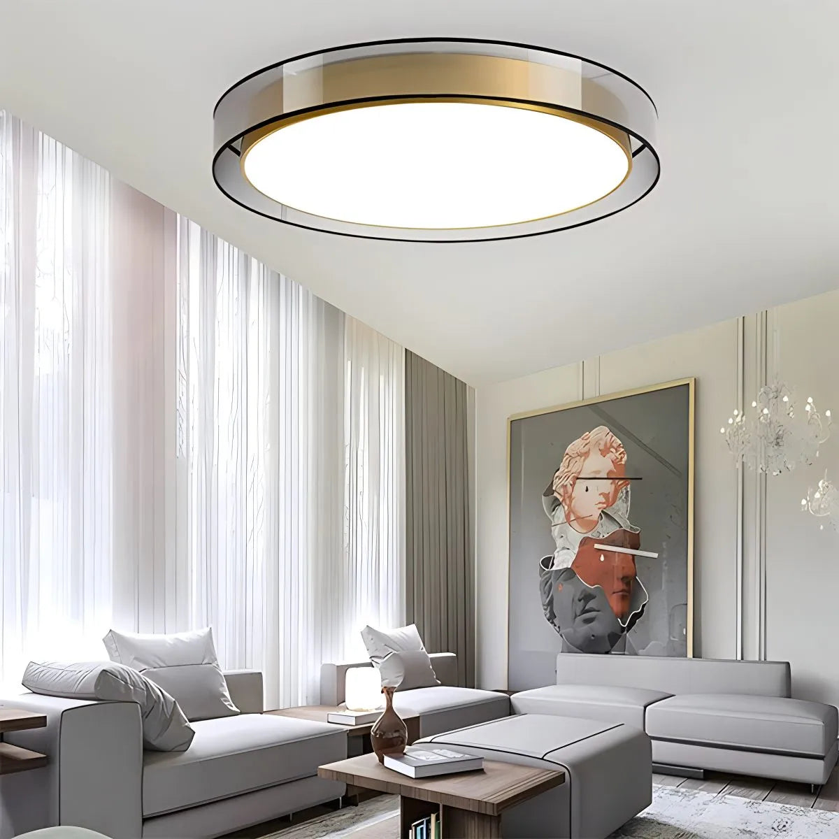Antizer Simple Round LED Copper Pendant Light Ceiling Lamp