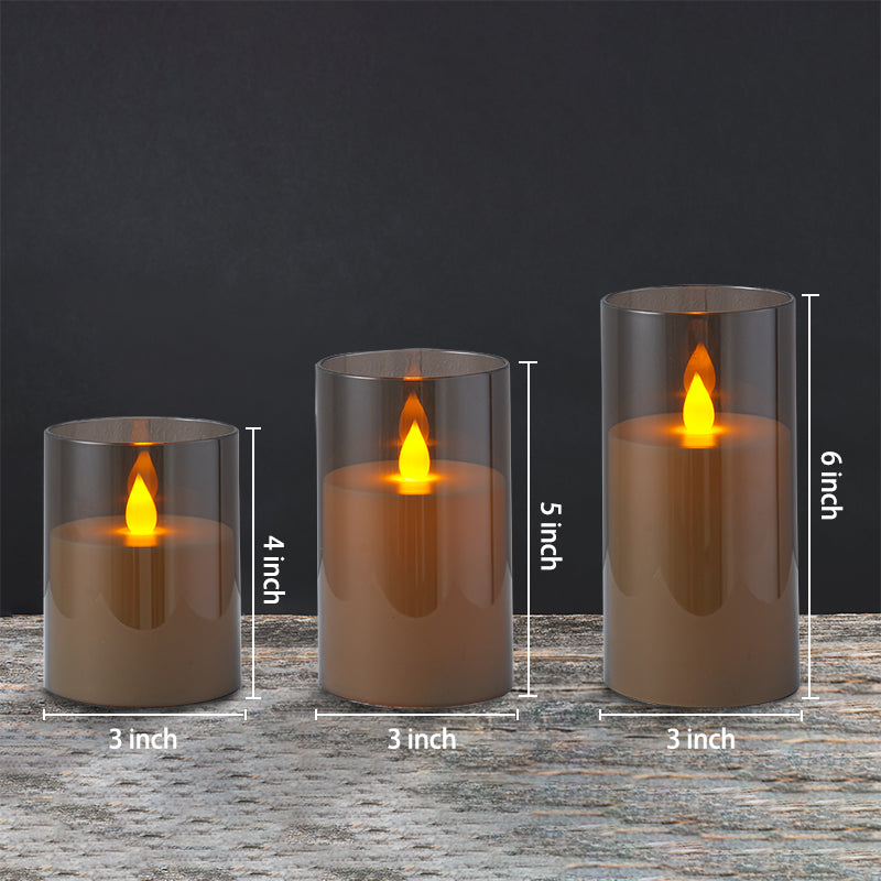 Acrylic Glass Pillar Battery Flameless Candle