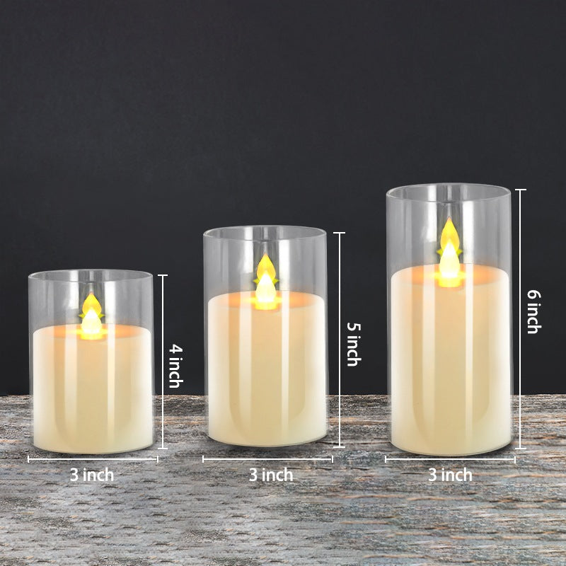 Antizer Glass Pillars Flameless Candles-Transparent