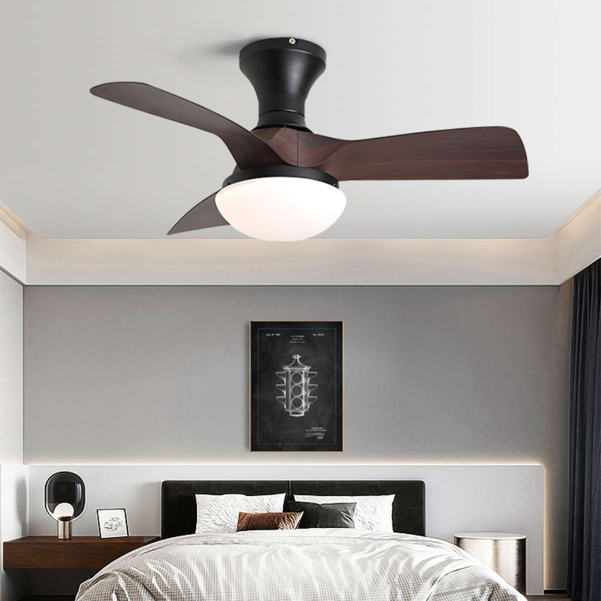 Small Propeller Ceiling Fan with Light