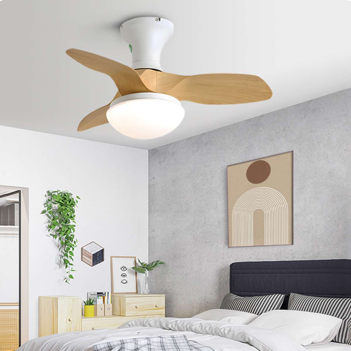 Small Propeller Ceiling Fan with Light