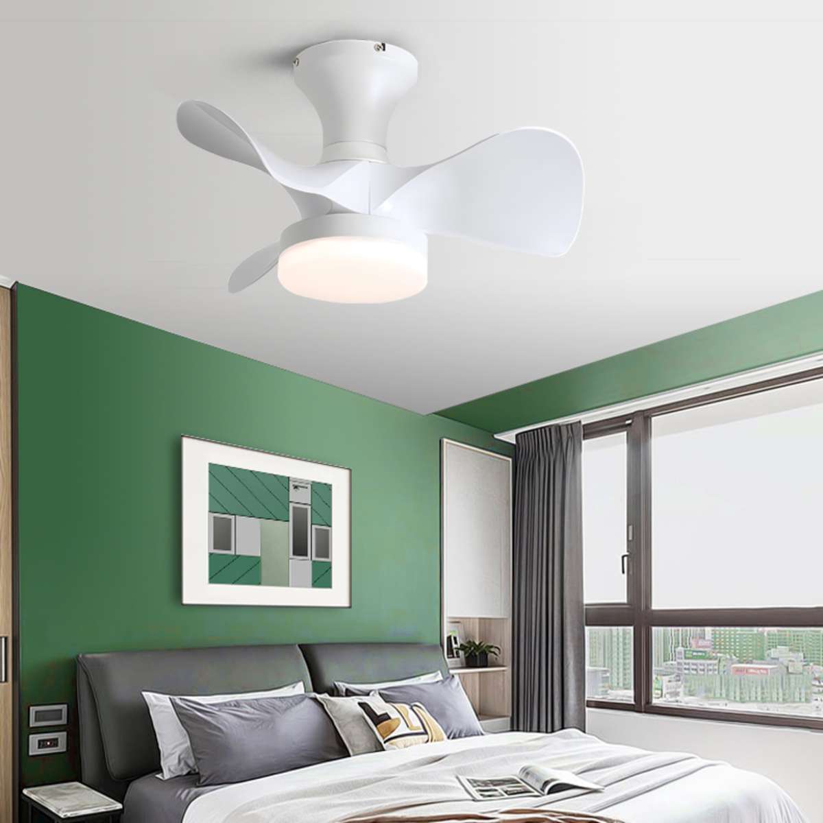 Small Propeller Ceiling Fan with Light