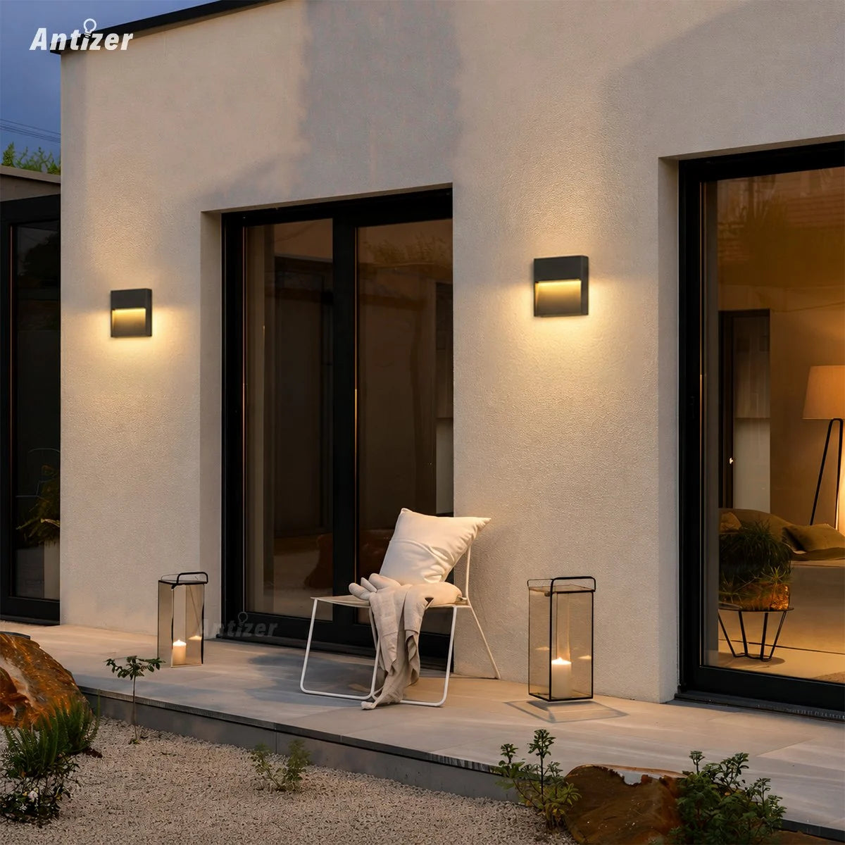 Aplique de pared para exterior impermeable redondo y cuadrado de Antizer