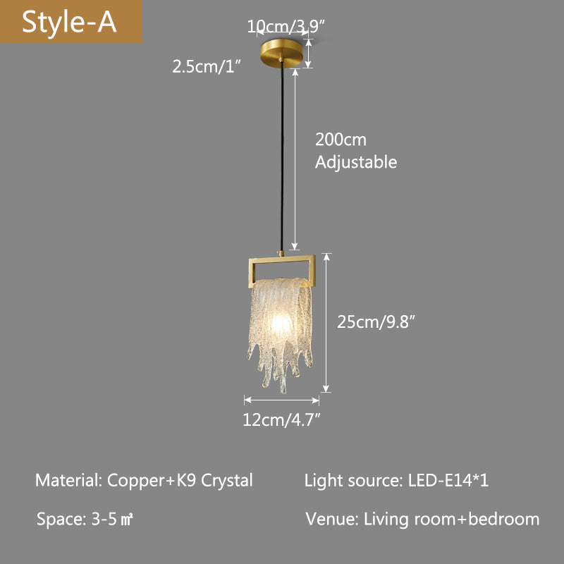 Copper Crystal Pendant Light