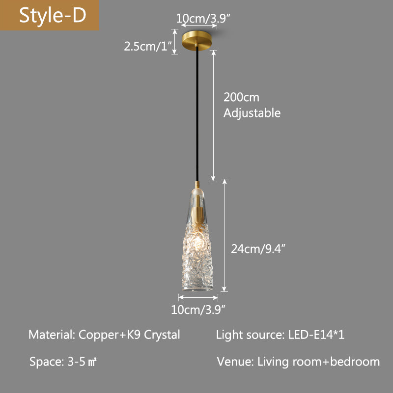 Copper Crystal Pendant Light