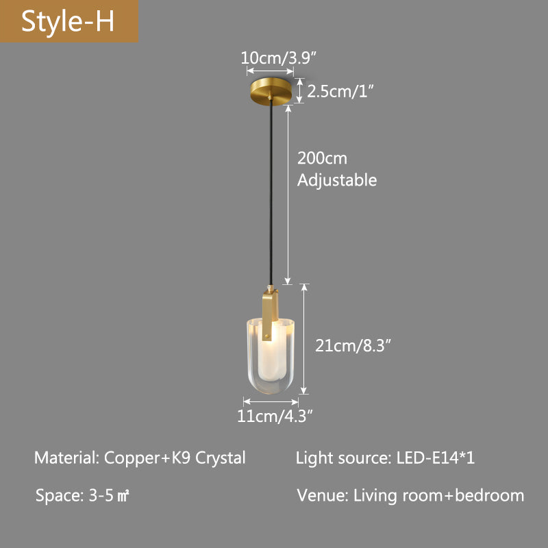 Copper Crystal Pendant Light