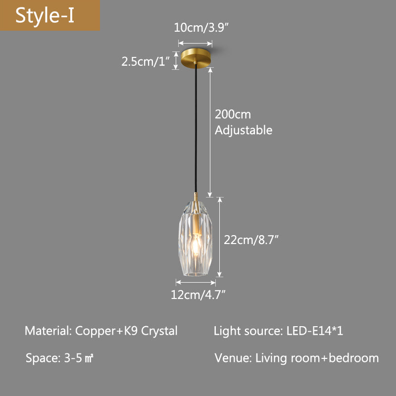 Copper Crystal Pendant Light