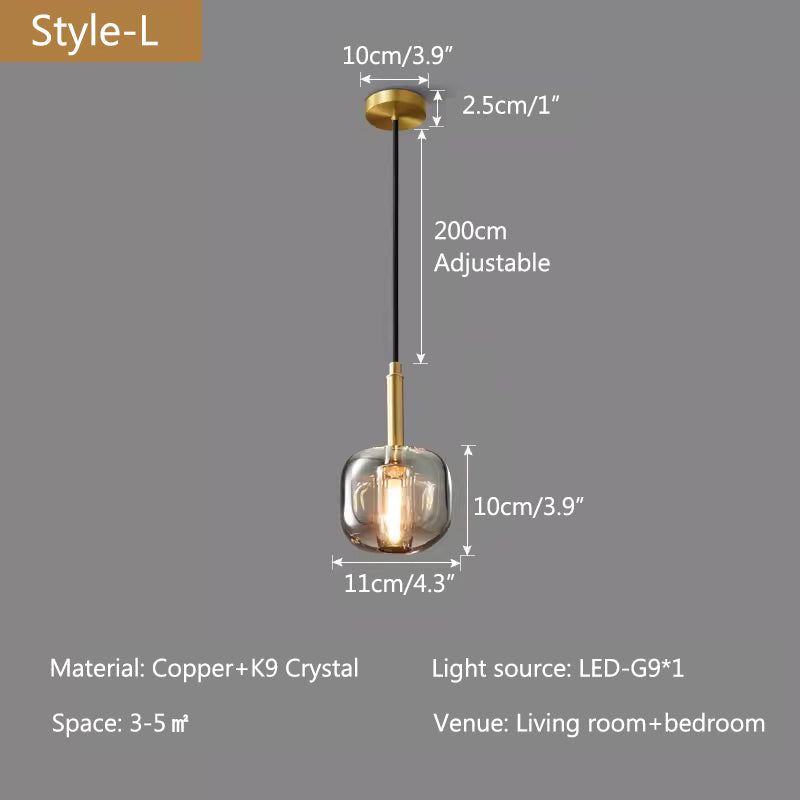 Copper Crystal Pendant Light