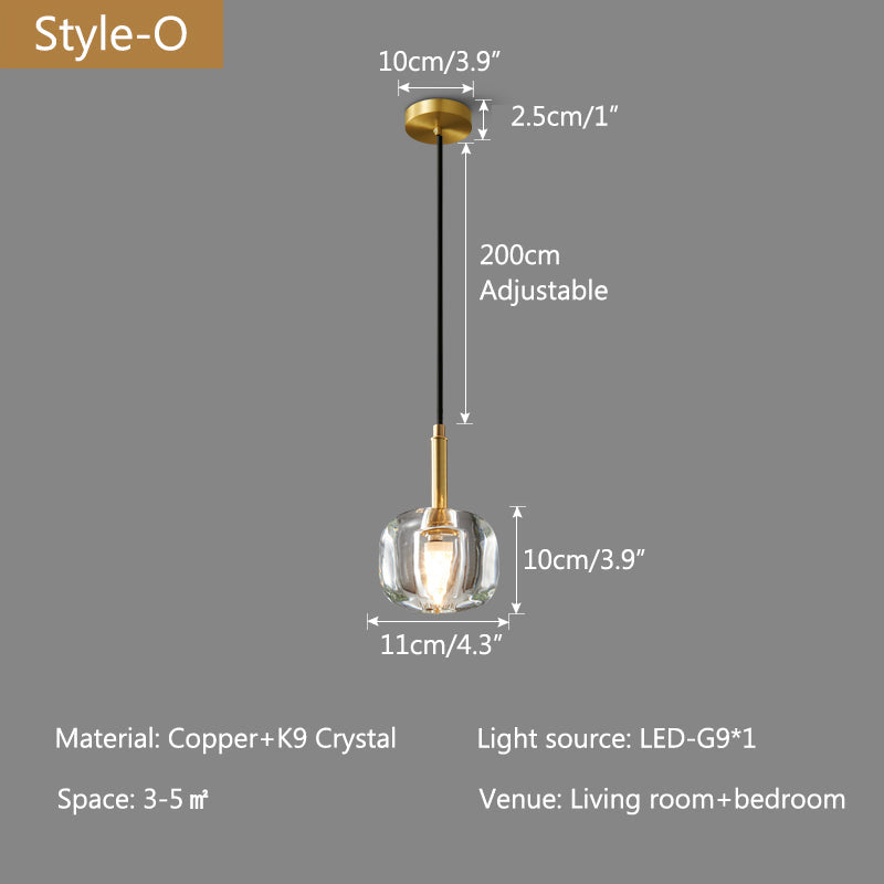 Copper Crystal Pendant Light