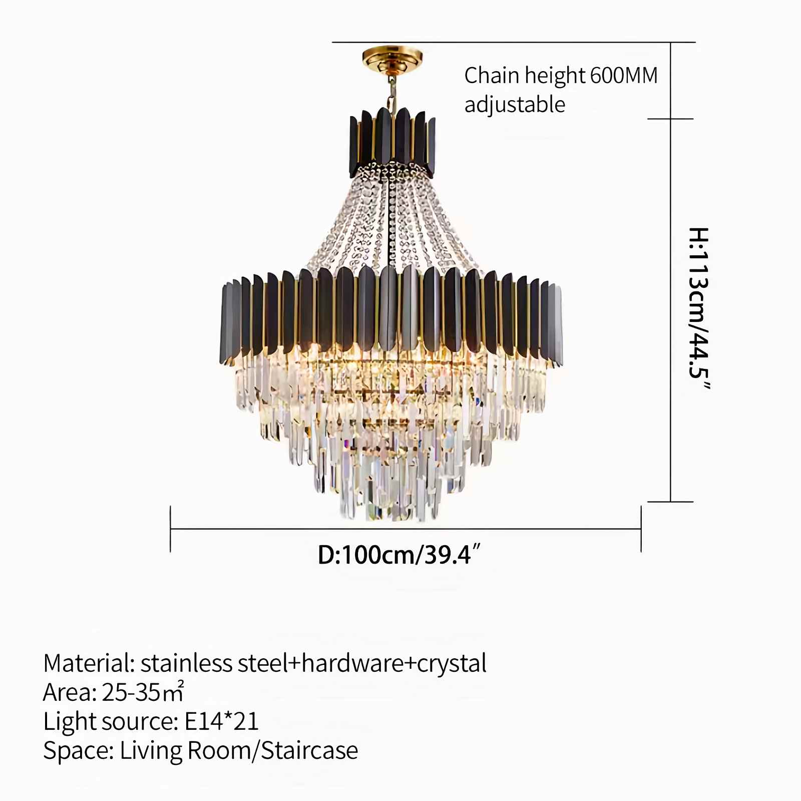 Black Gold Luxury Crystal Chandelier