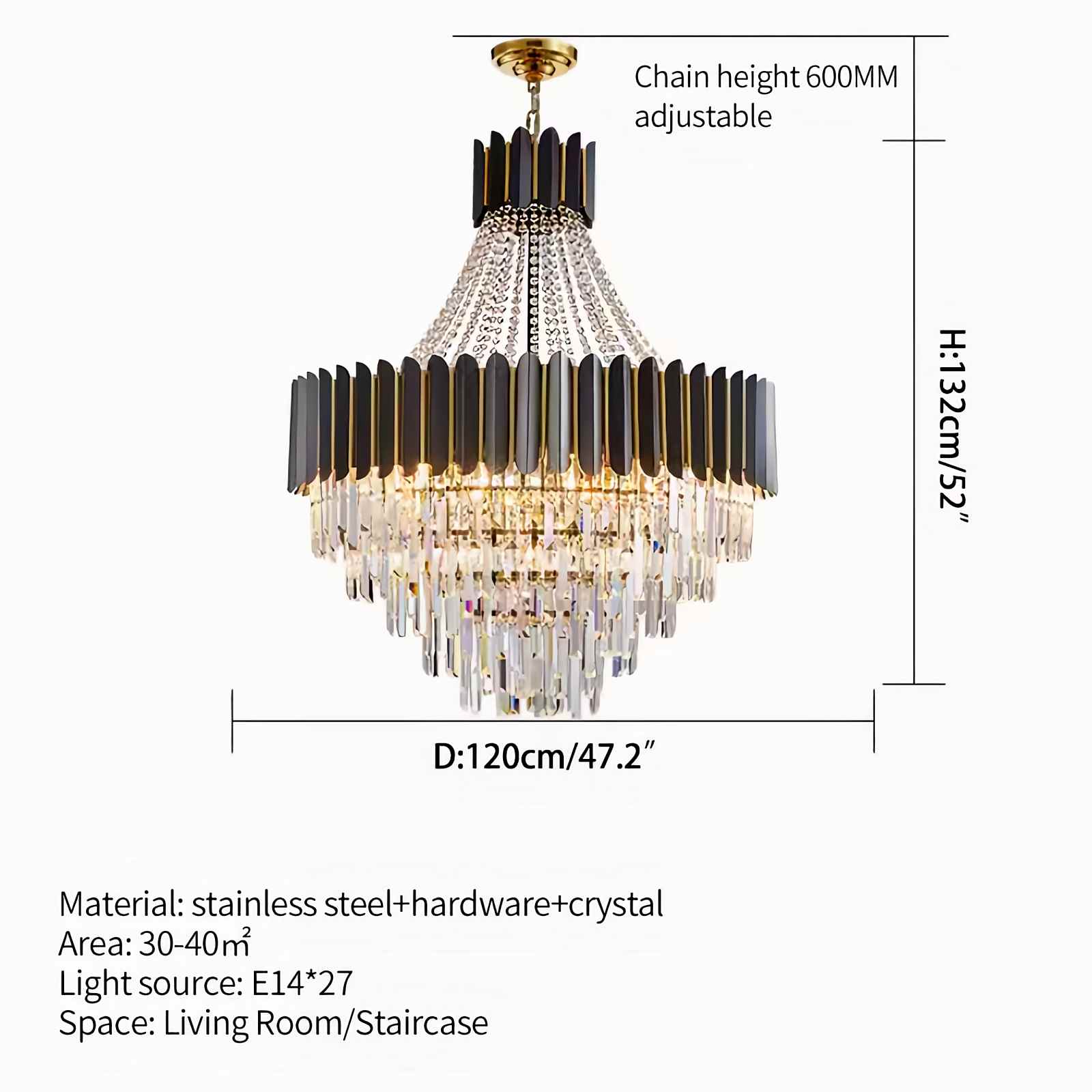 Black Gold Luxury Crystal Chandelier