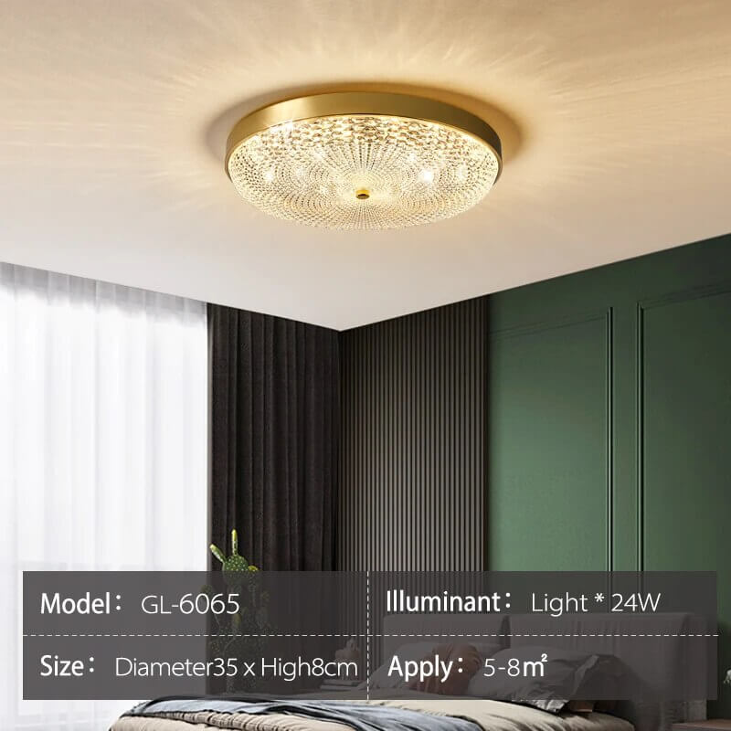 Crystal Glass Ceiling Light Ultrathin Circular