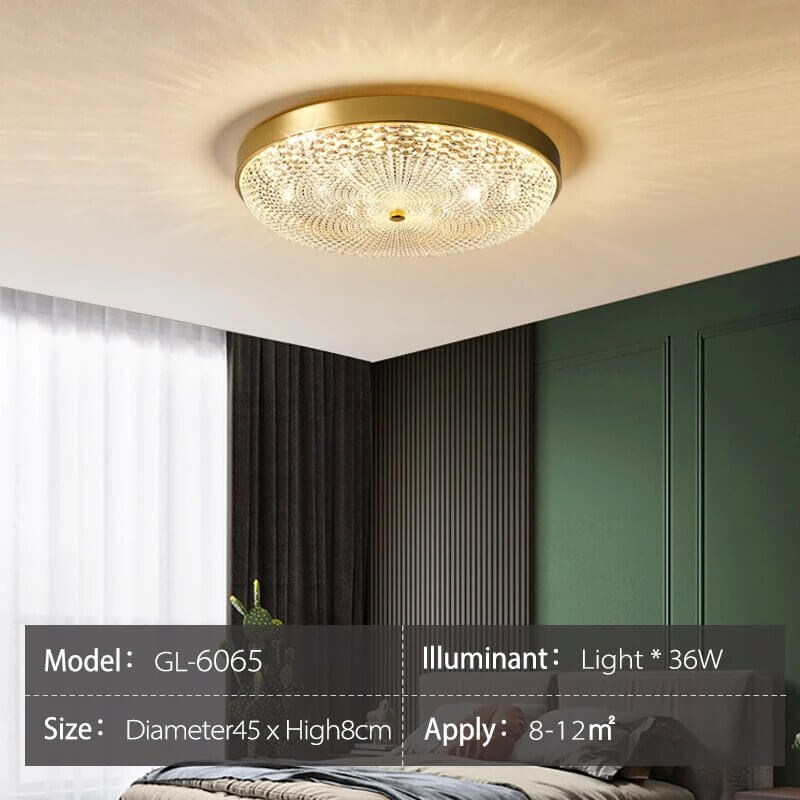 Crystal Glass Ceiling Light Ultrathin Circular