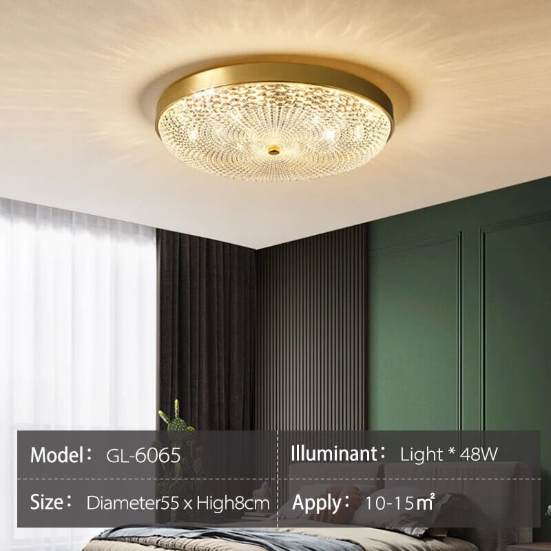 Crystal Glass Ceiling Light Ultrathin Circular