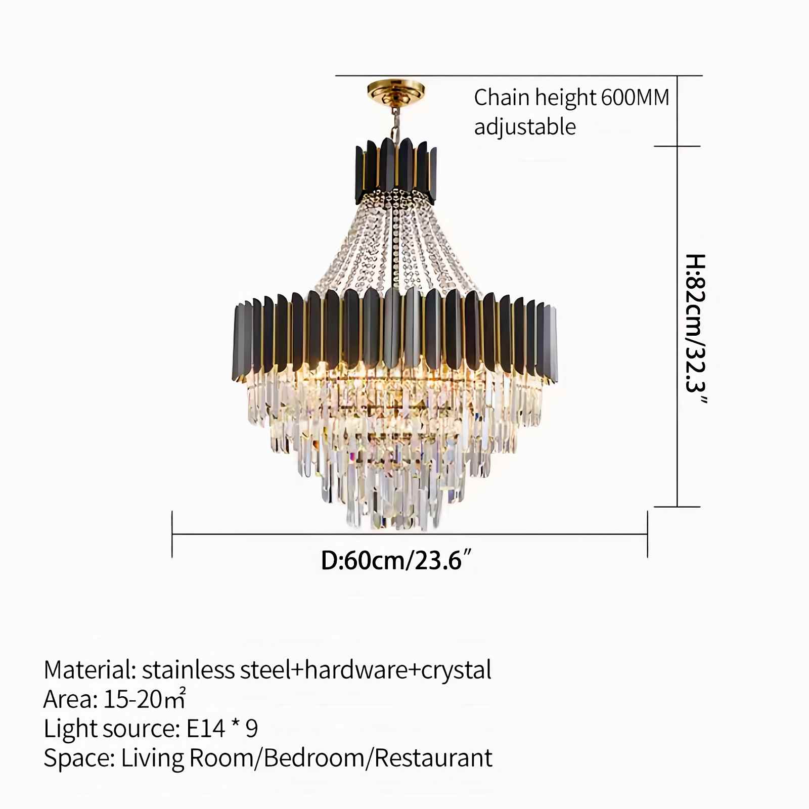 Black Gold Luxury Crystal Chandelier