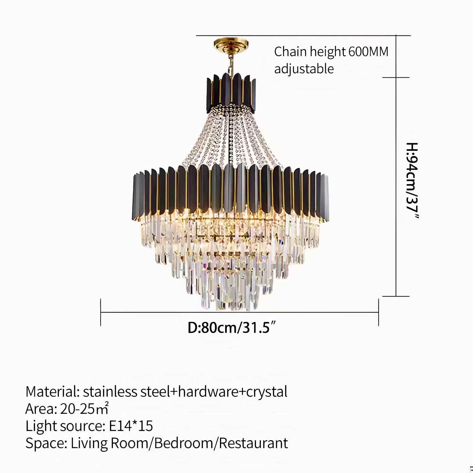 Black Gold Luxury Crystal Chandelier