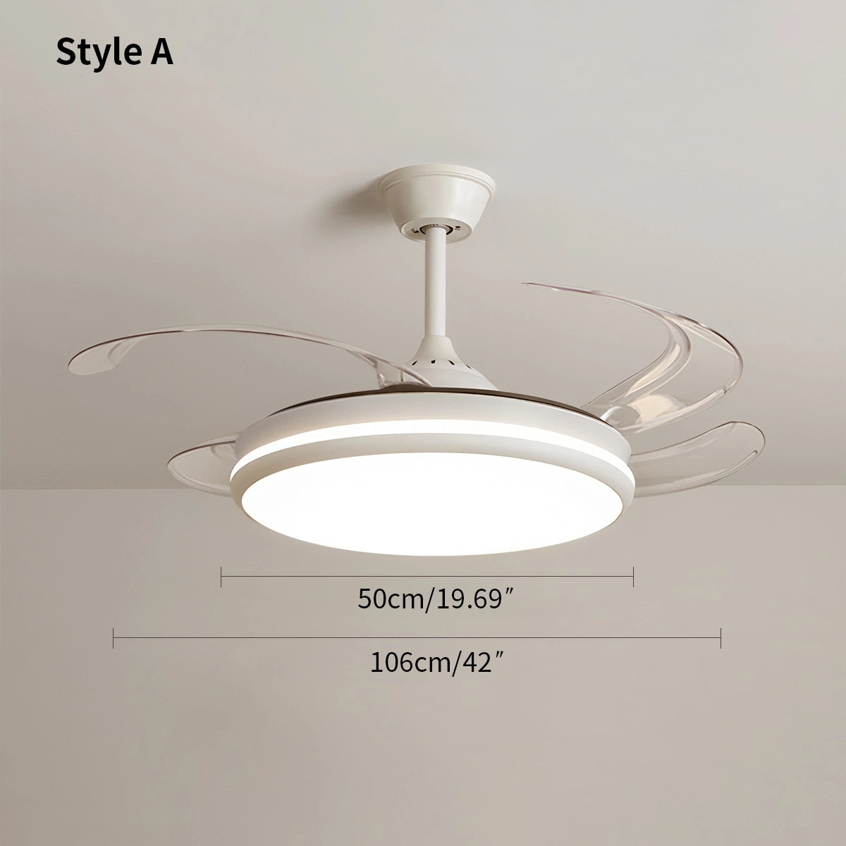 Antizer Modern Remote Ceiling Fan Light with Clear Blades