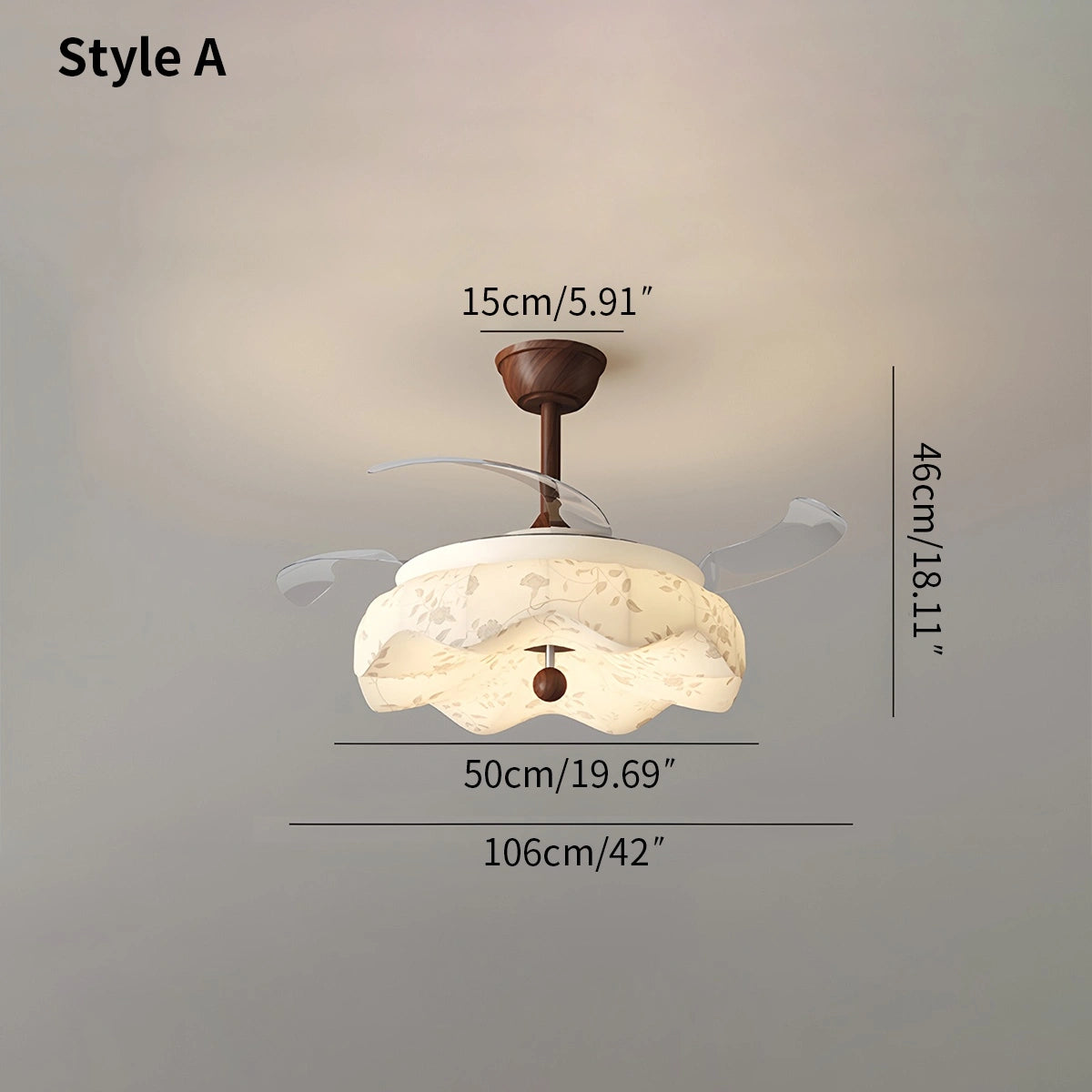 Antizer Fabric Retractable Ceiling Fan with LED Light