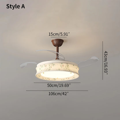 Antizer French Fabric Invisible Ceiling Fan Light