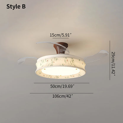 Antizer French Fabric Invisible Ceiling Fan Light