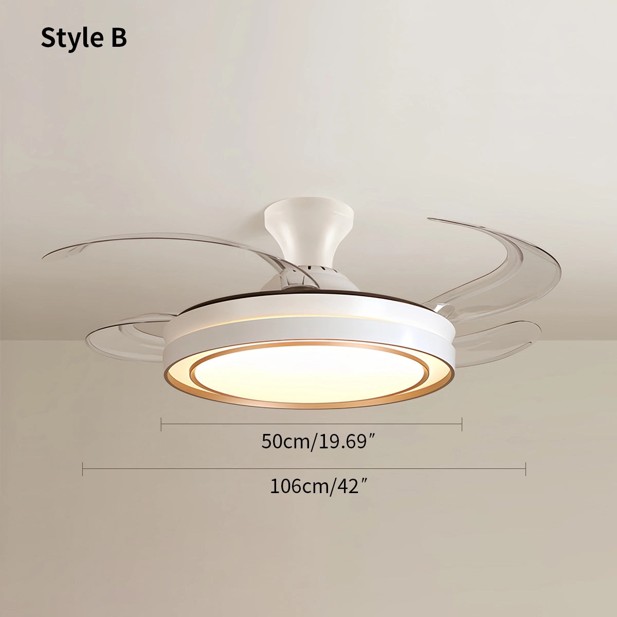 Antizer Modern Round Ceiling Fan Light with Remote Control