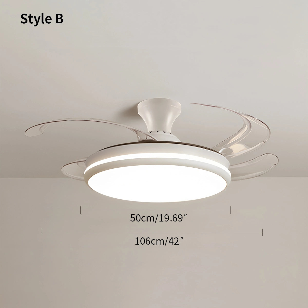 Antizer Modern Remote Ceiling Fan Light with Clear Blades