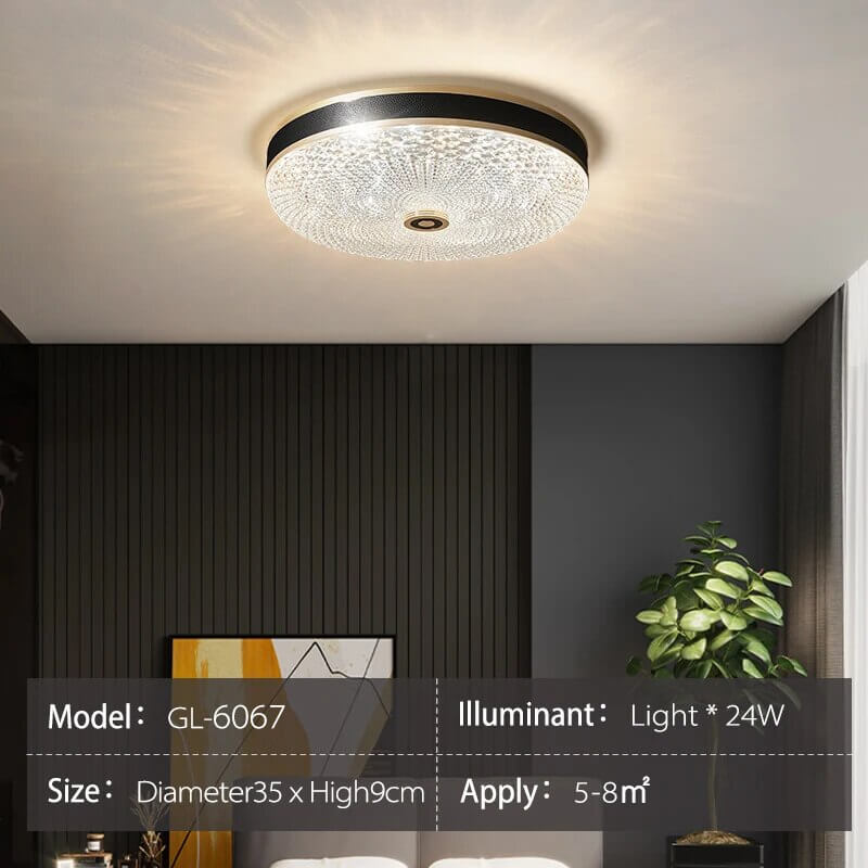 Crystal Glass Ceiling Light Ultrathin Circular