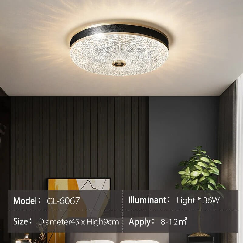 Crystal Glass Ceiling Light Ultrathin Circular