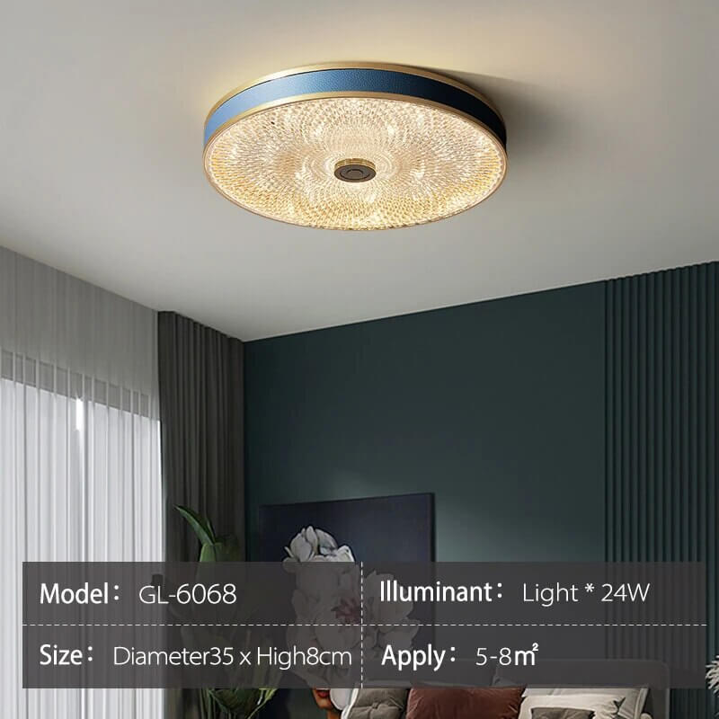 Crystal Glass Ceiling Light Ultrathin Circular