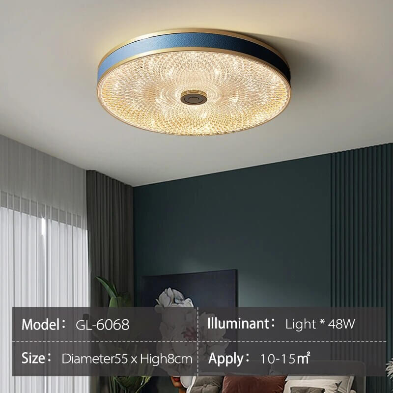 Crystal Glass Ceiling Light Ultrathin Circular