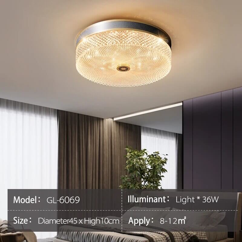 Crystal Glass Ceiling Light Ultrathin Circular