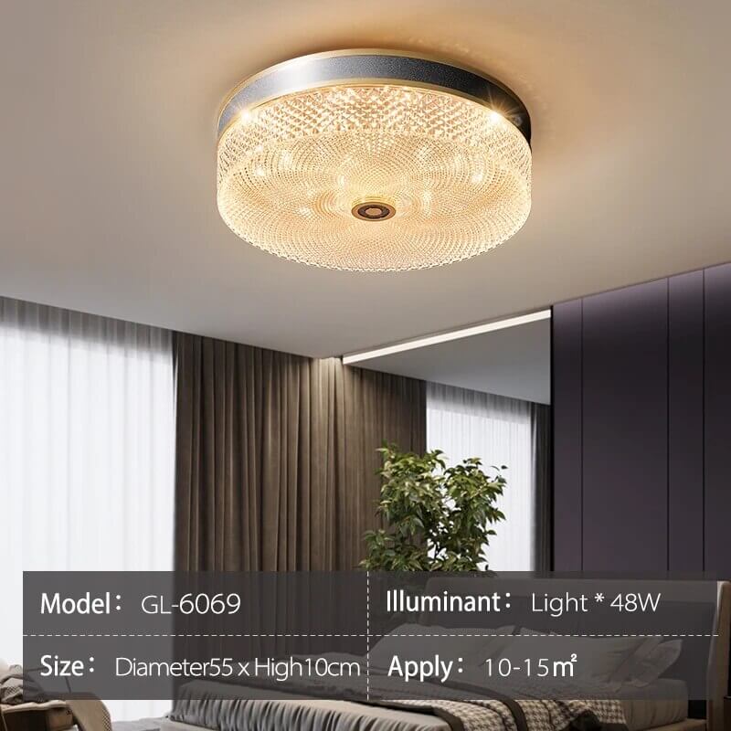 Crystal Glass Ceiling Light Ultrathin Circular