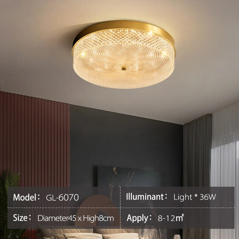 Crystal Glass Ceiling Light Ultrathin Circular