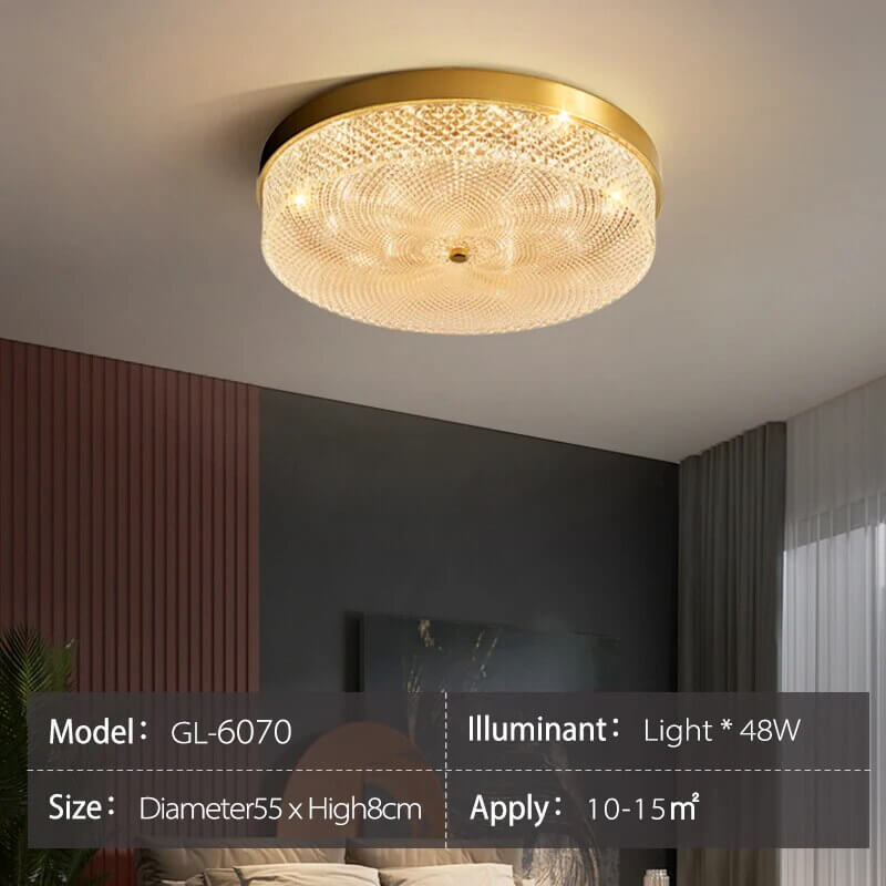 Crystal Glass Ceiling Light Ultrathin Circular