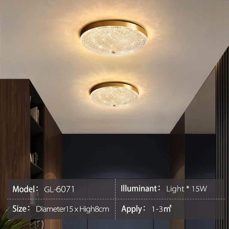 Crystal Glass Ceiling Light Ultrathin Circular