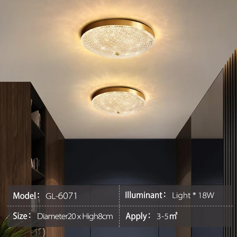 Crystal Glass Ceiling Light Ultrathin Circular