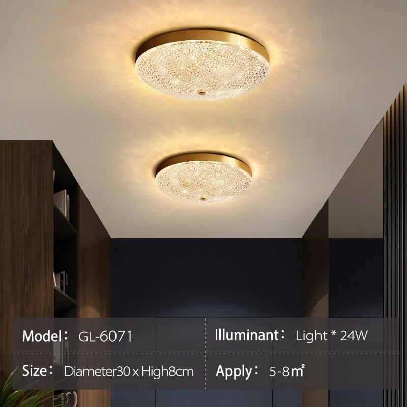 Crystal Glass Ceiling Light Ultrathin Circular